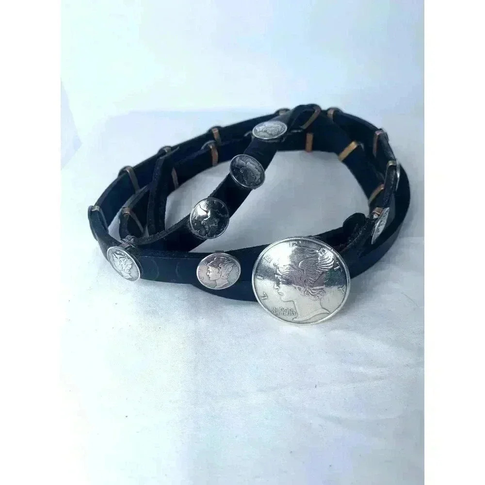 Vintage Silver Mercury Dime Concho Belt Unisex‎  L 41" 168g
